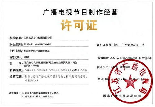 淮安城市網(wǎng)喜獲廣播電視節(jié)目制作經(jīng)營許可證，開啟內(nèi)容創(chuàng)作新篇章